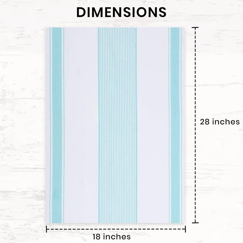 Candy Cottons Stripe Kitchen Towels Decor Hanging Loop Dish Towels Boho Stripe Absorbent Festive Gift Set of 6 Pantry Kitchen Reversible 18x28 in Dish Towels|Vintage Farmhouse Style|Turquoise - Image 5
